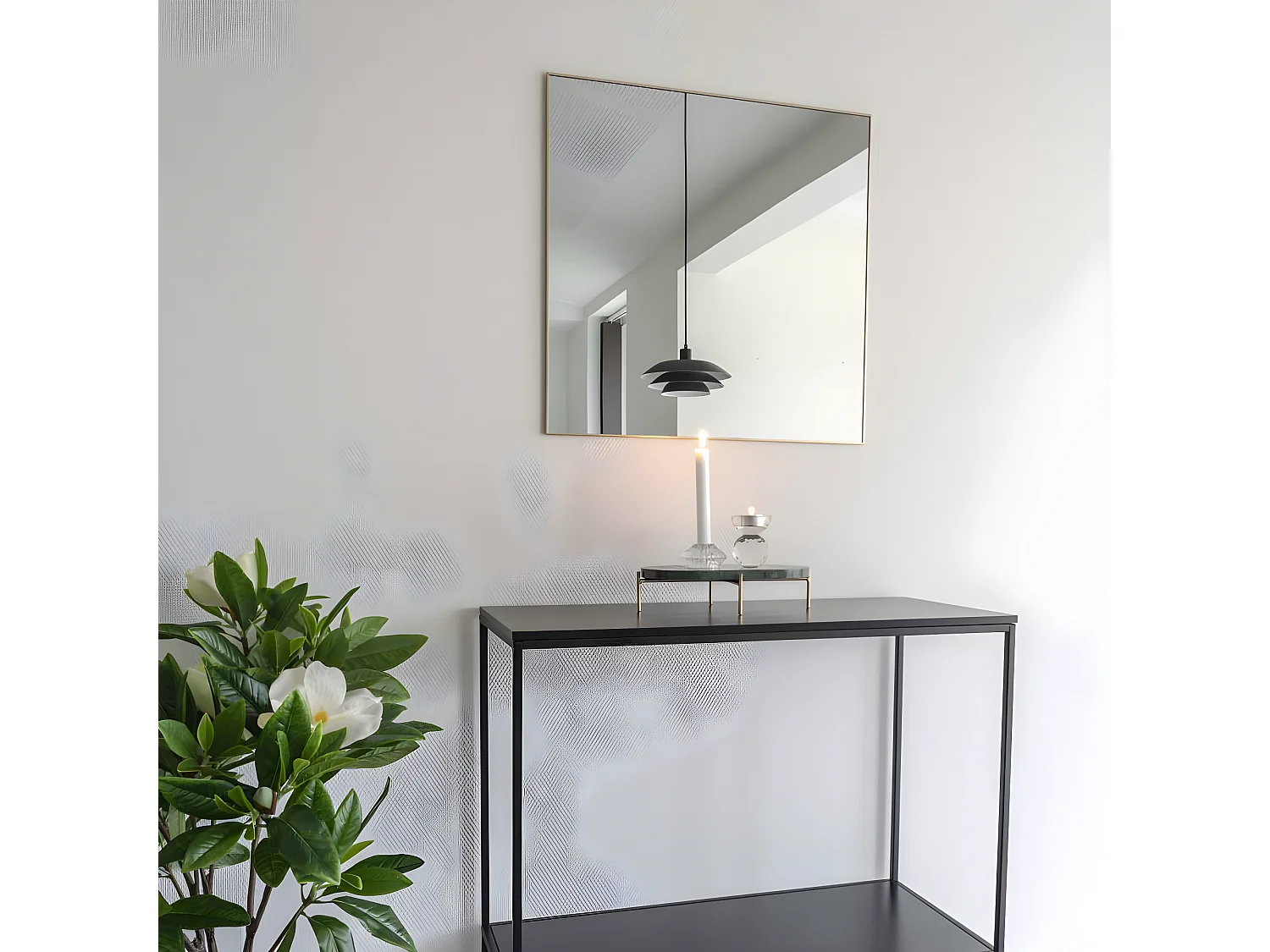 Jersey - Miroir carré en métal 60x60cm - Laiton