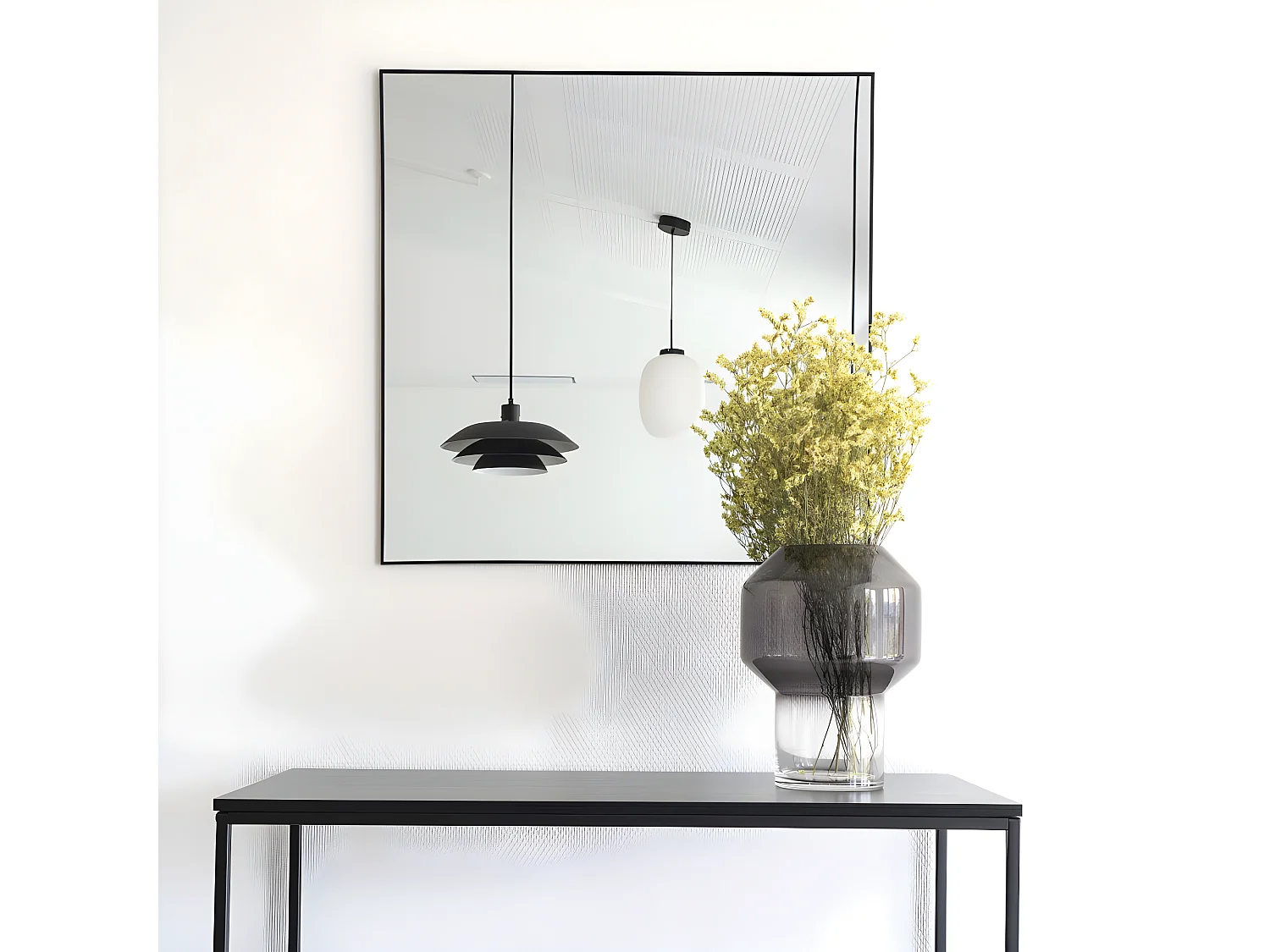 Jersey - Miroir carré en métal 60x60cm : Couleur - Noir