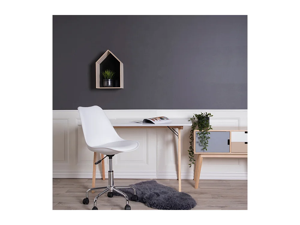 Wit en houten bureau 120 x 60 x 75 cm