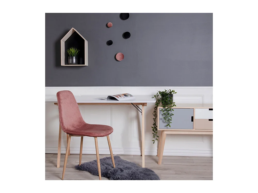 Wit en houten bureau 120 x 60 x 75 cm