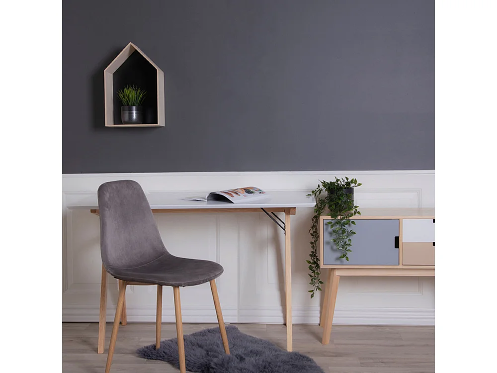 Wit en houten bureau 120 x 60 x 75 cm