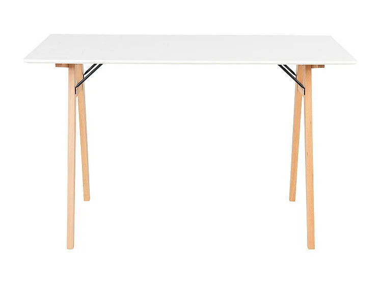 Vojens - Bureau pieds bois clair L120cm - Blanc