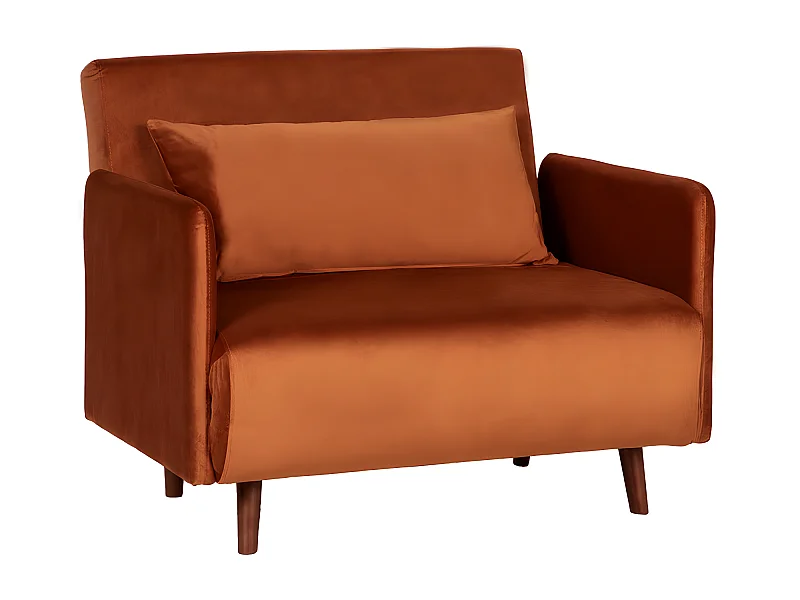 Belushi - Fauteuil convertible en velours - Rouille