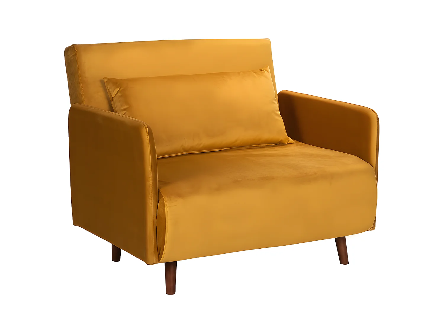 Belushi - Fauteuil convertible en velours - Jaune moutarde