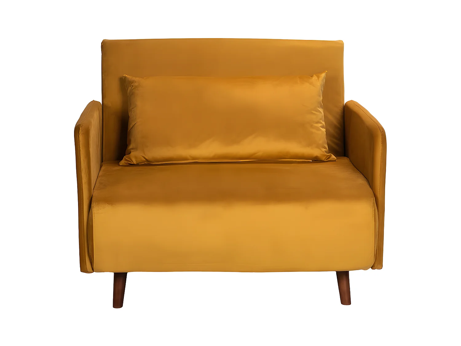 Belushi - Fauteuil convertible en velours - Jaune moutarde