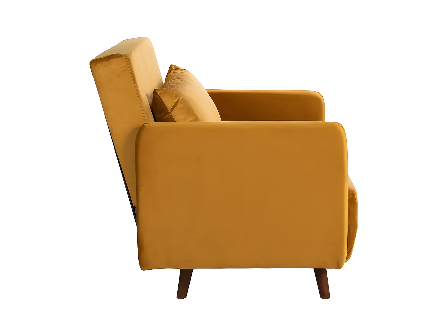 Belushi - Fauteuil convertible en velours - Jaune moutarde
