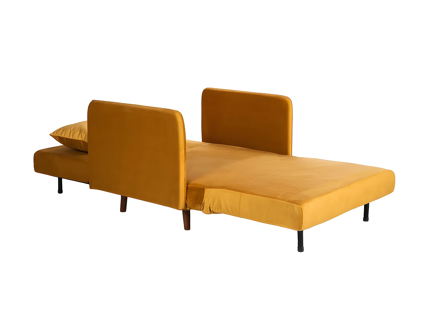 Belushi - Fauteuil convertible en velours - Jaune moutarde
