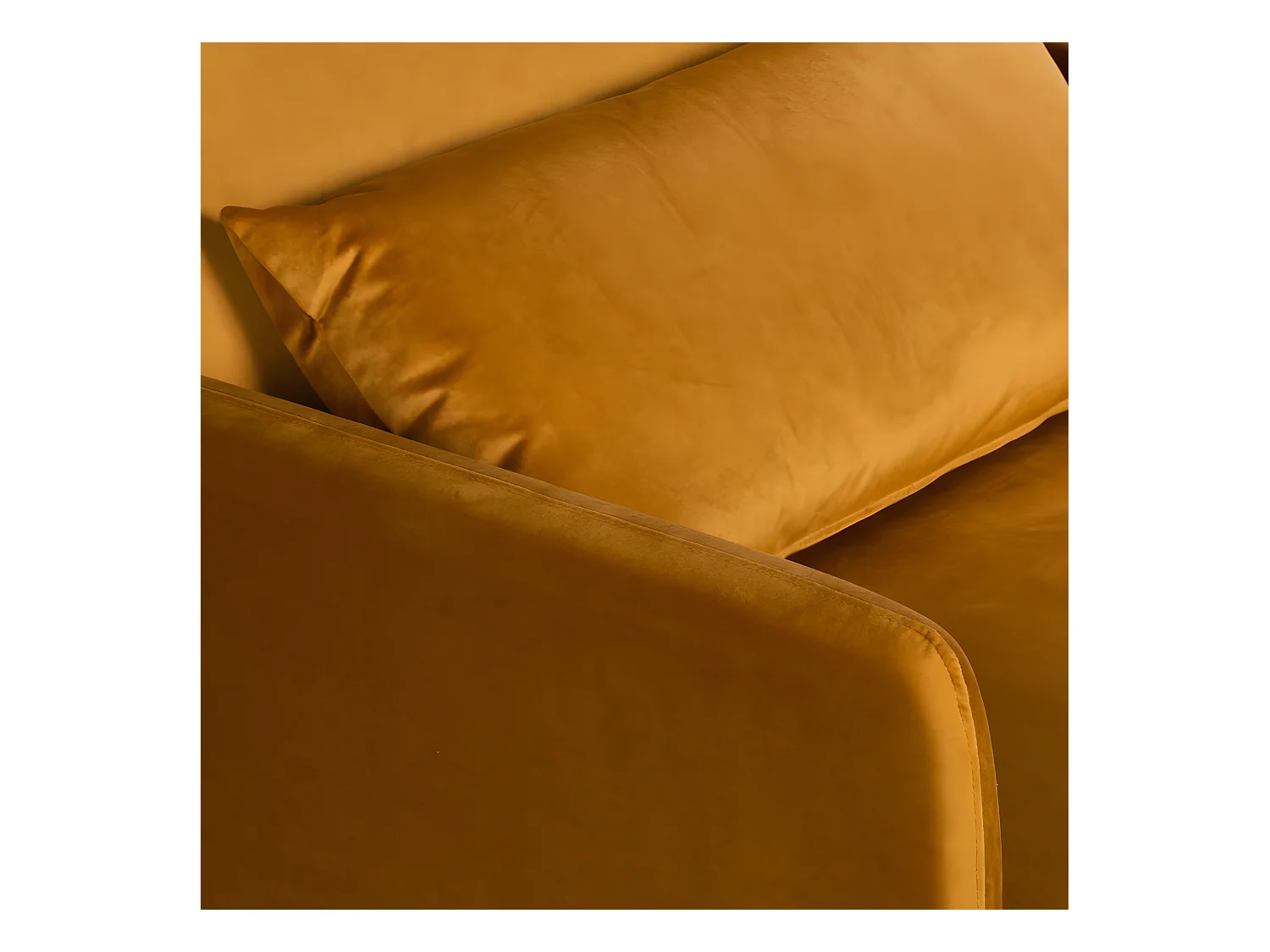 Belushi - Fauteuil convertible en velours - Jaune moutarde