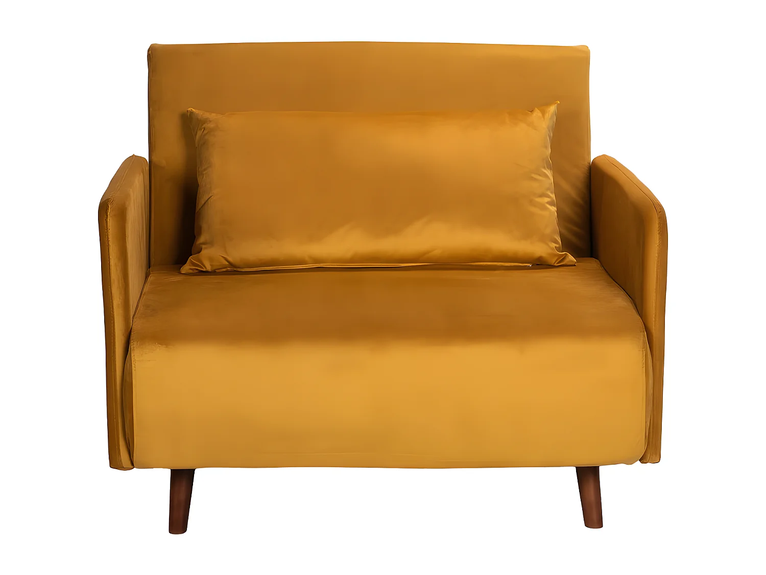 Belushi - Fauteuil convertible en velours - Jaune moutarde