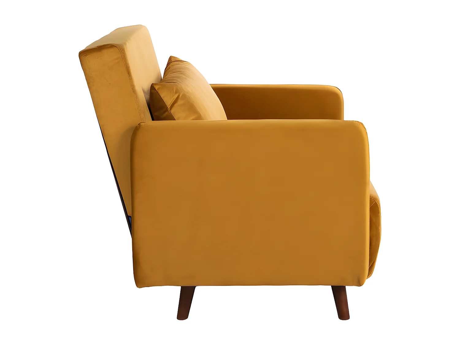 Belushi - Fauteuil convertible en velours - Jaune moutarde