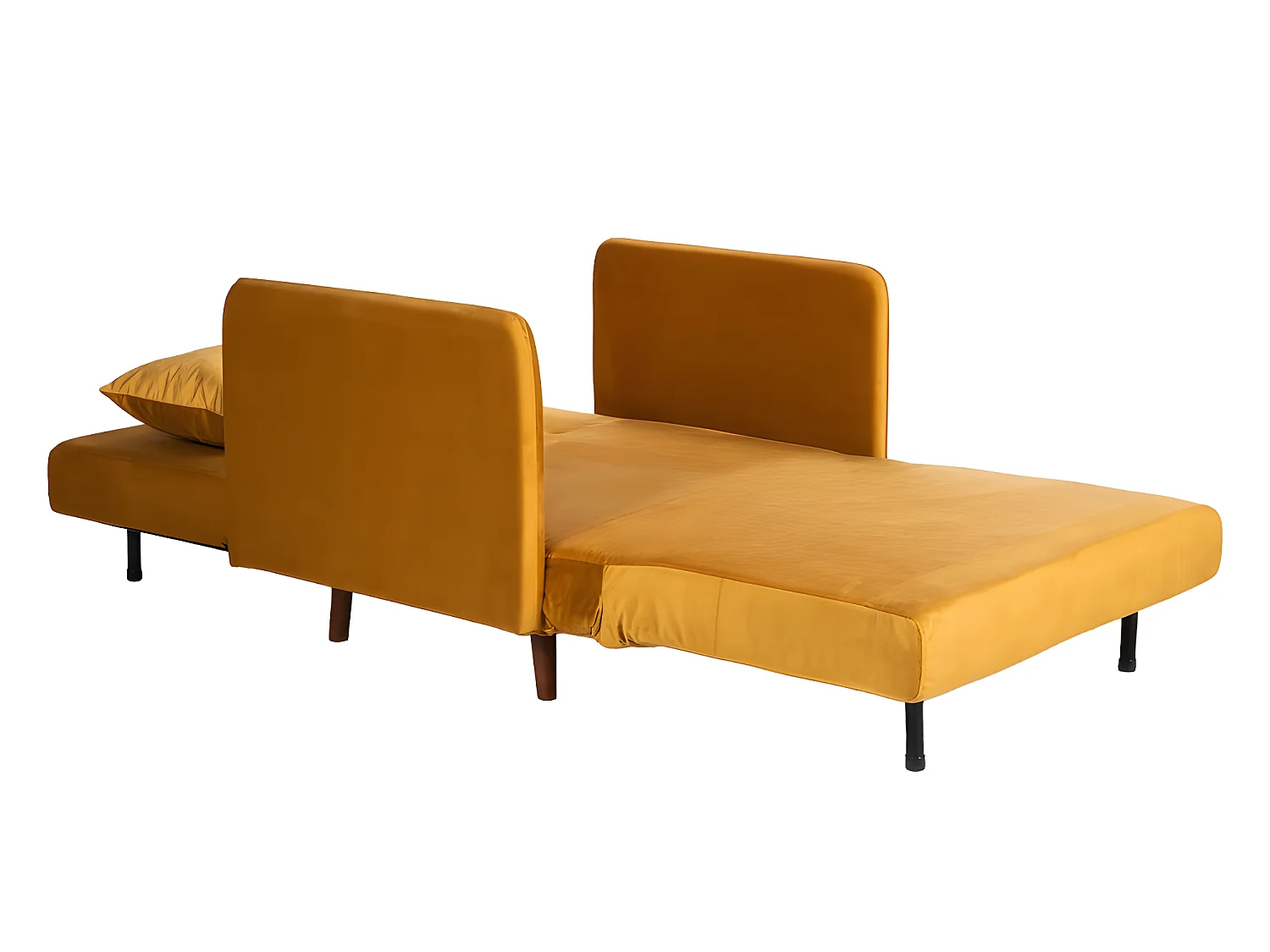 Belushi - Fauteuil convertible en velours - Jaune moutarde