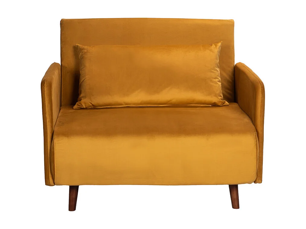 Belushi - Fauteuil convertible en velours - Jaune moutarde