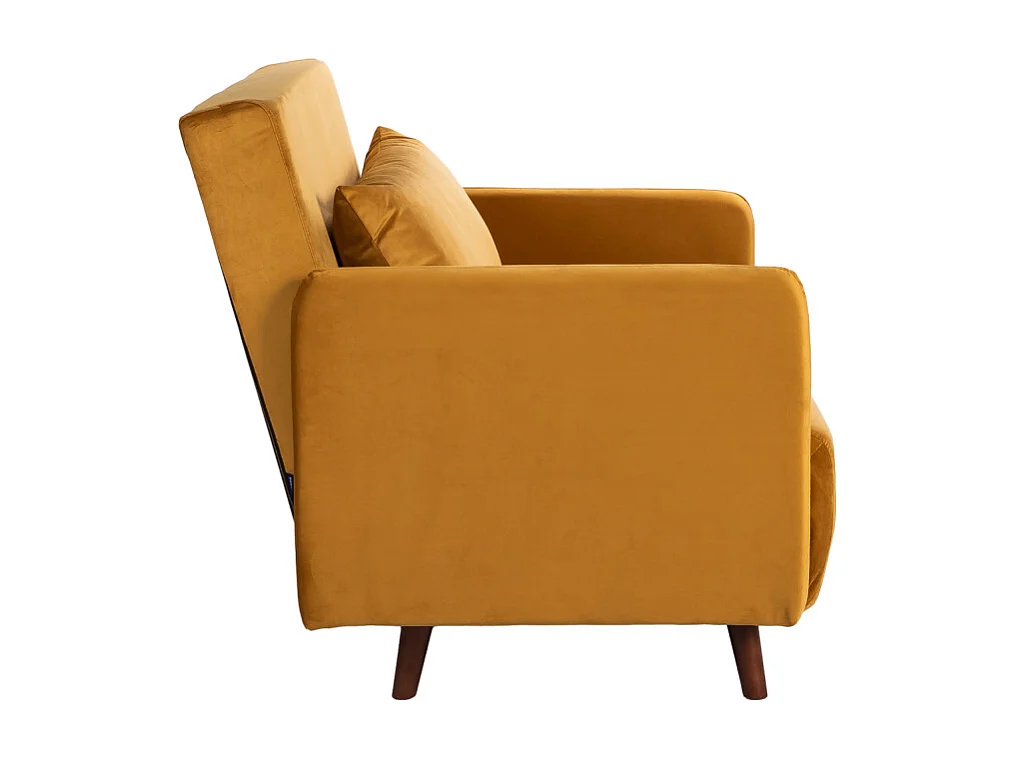 Belushi - Fauteuil convertible en velours - Jaune moutarde