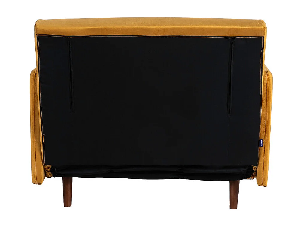 Belushi - Fauteuil convertible en velours - Jaune moutarde