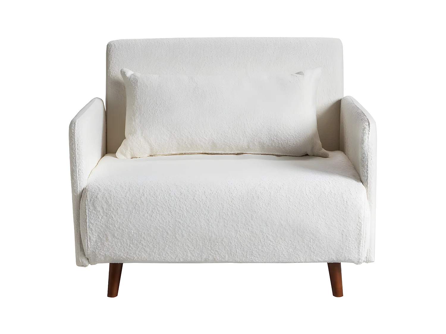 Belushi - Fauteuil convertible en tissu bouclette - Écru