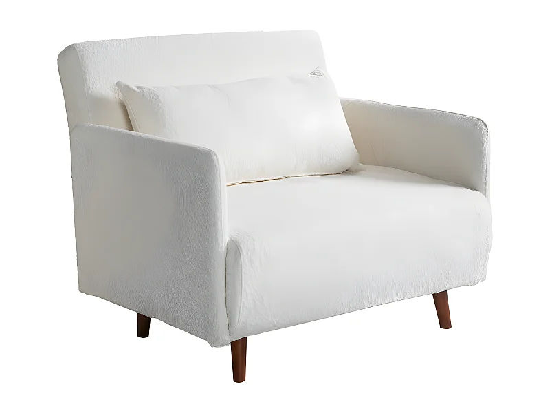 Belushi - Fauteuil convertible en tissu bouclette - Écru