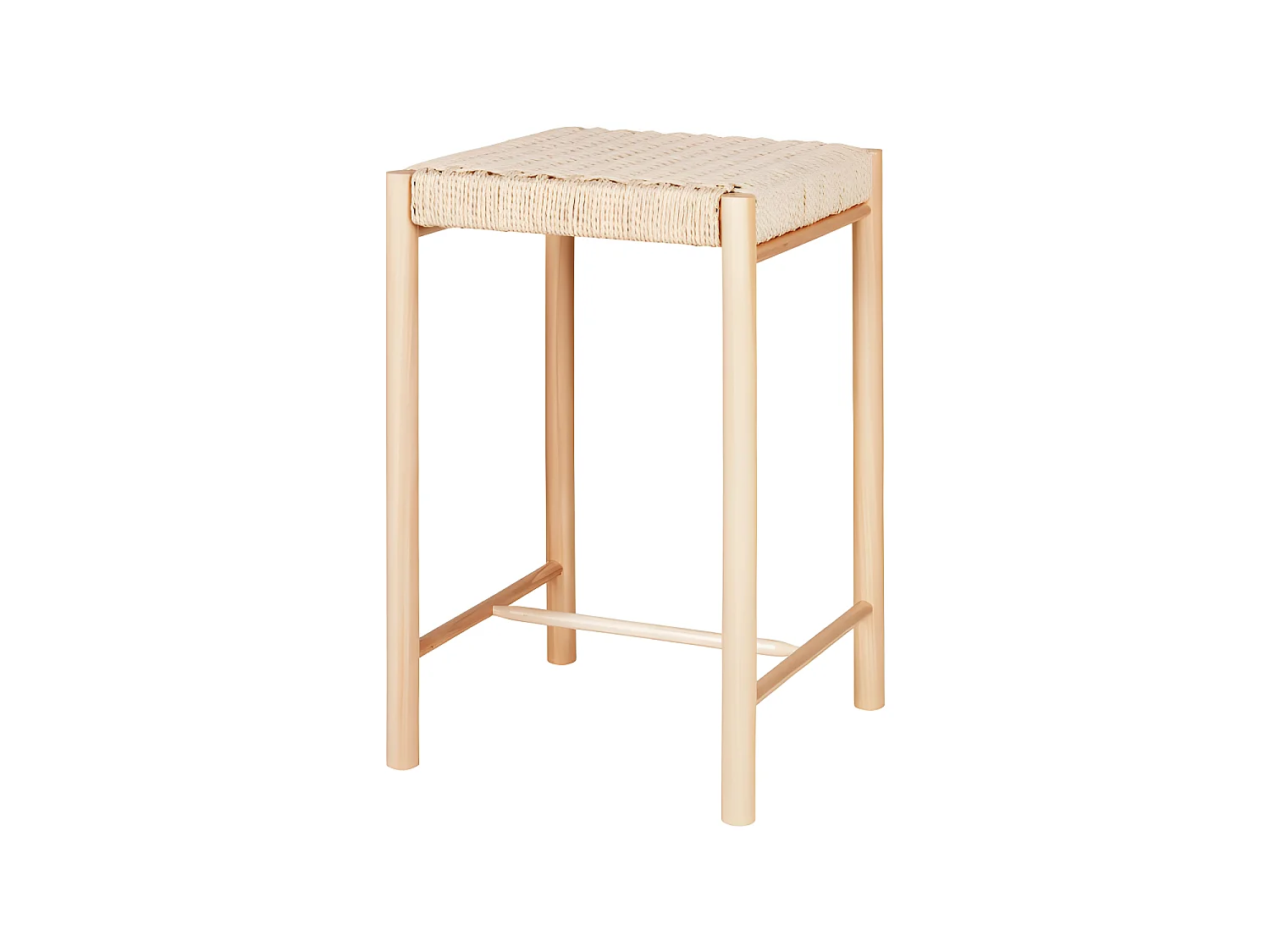 Abano - Tabouret de bar en bois et corde H66,5cm - Naturel