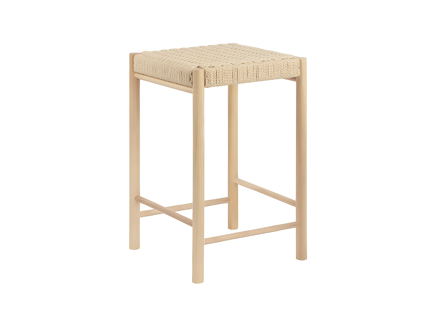 Abano - Tabouret de bar en bois et corde H66,5cm - Naturel
