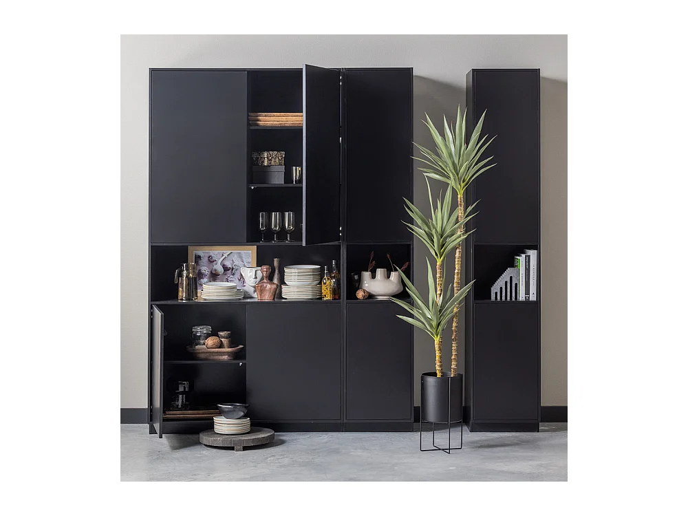 Finca - Meuble de rangement en bois massif de pin L110cm - Noir