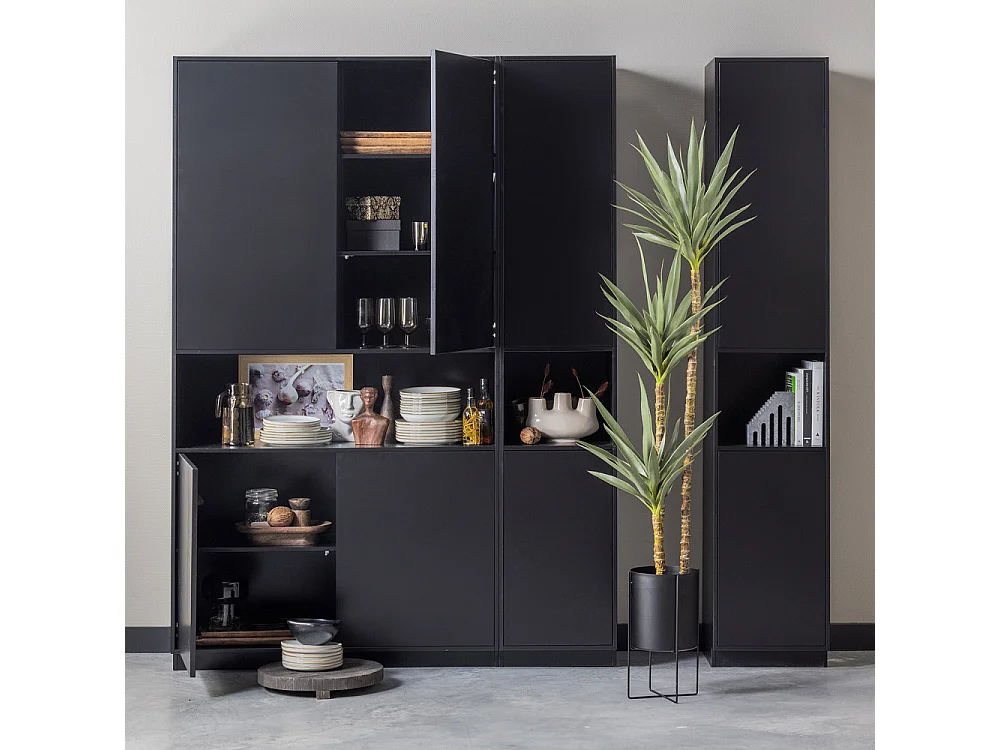 Finca - Meuble de rangement en bois massif de pin L110cm - Noir