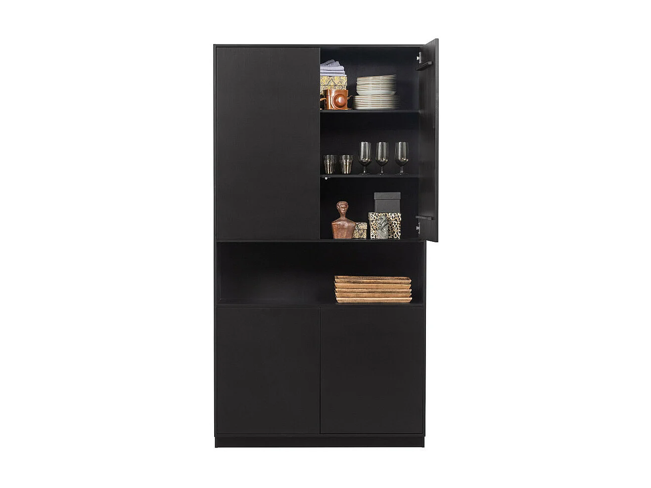 Finca - Meuble de rangement en bois massif de pin L110cm - Noir