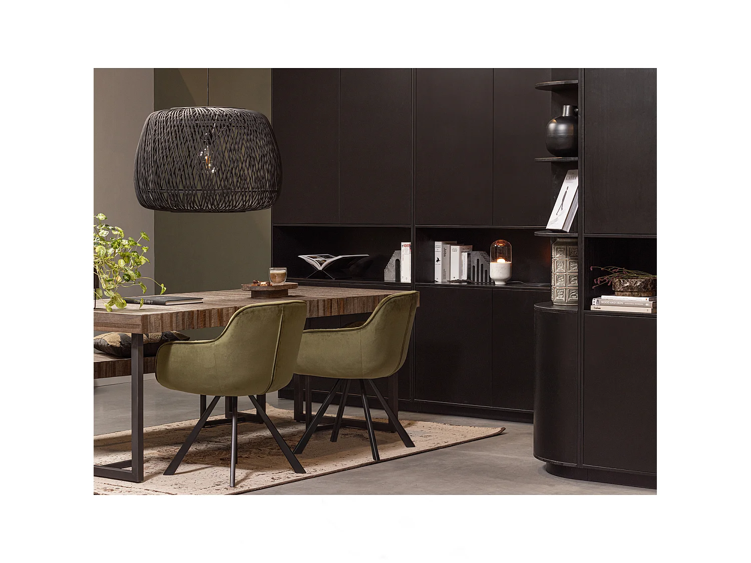 Finca - Meuble de rangement en bois massif de pin L110cm - Noir