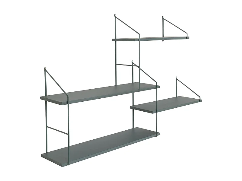 Harlem wandkast wandplank 4 planken groen,zwart.