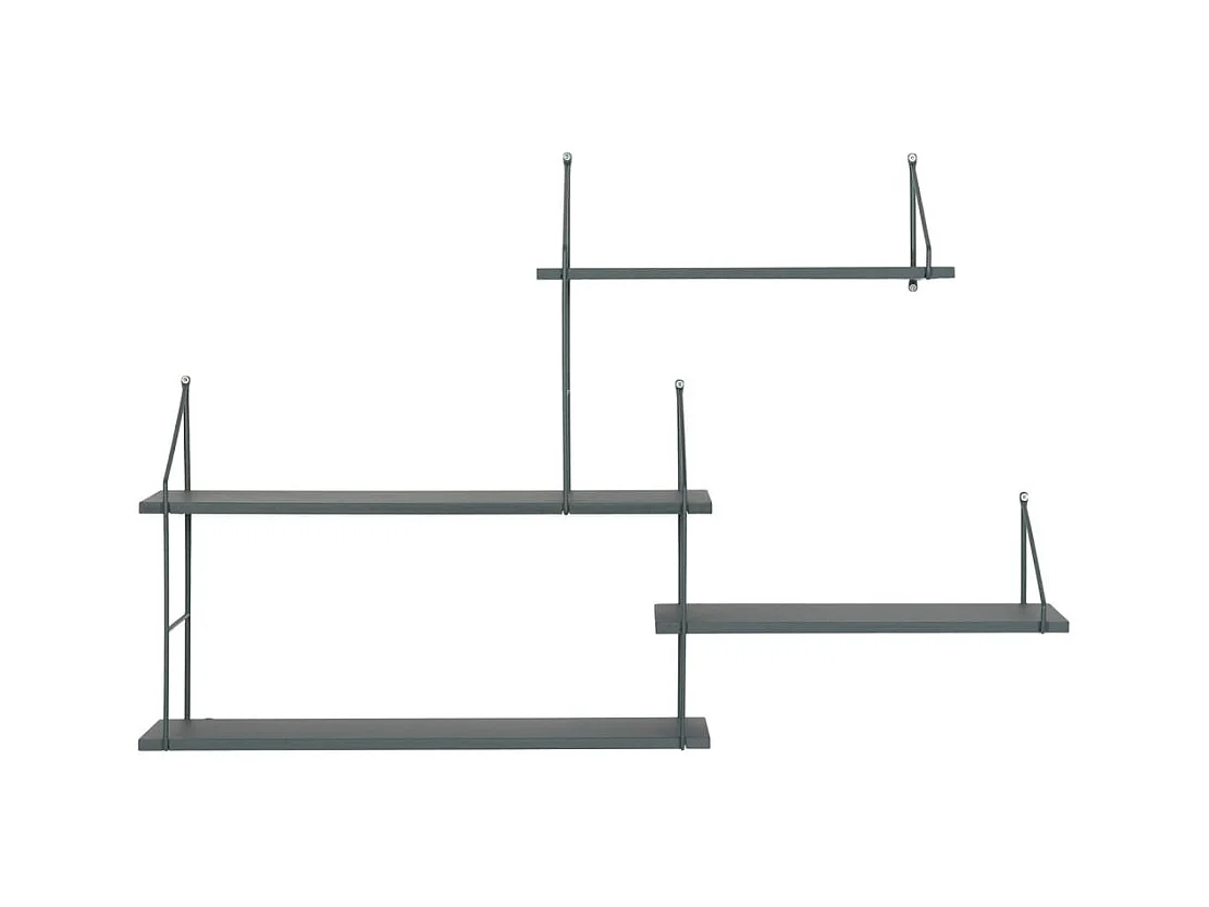 Harlem wandkast wandplank 4 planken groen,zwart.