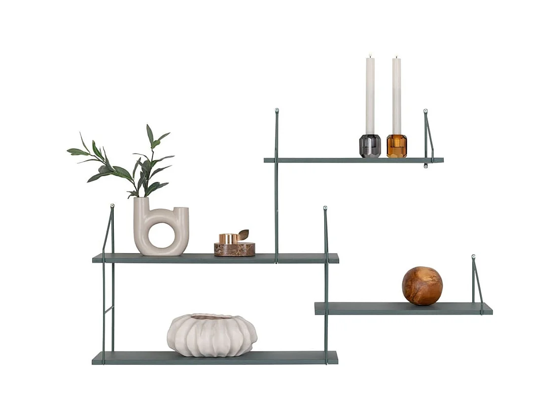 Harlem wandkast wandplank 4 planken groen,zwart.