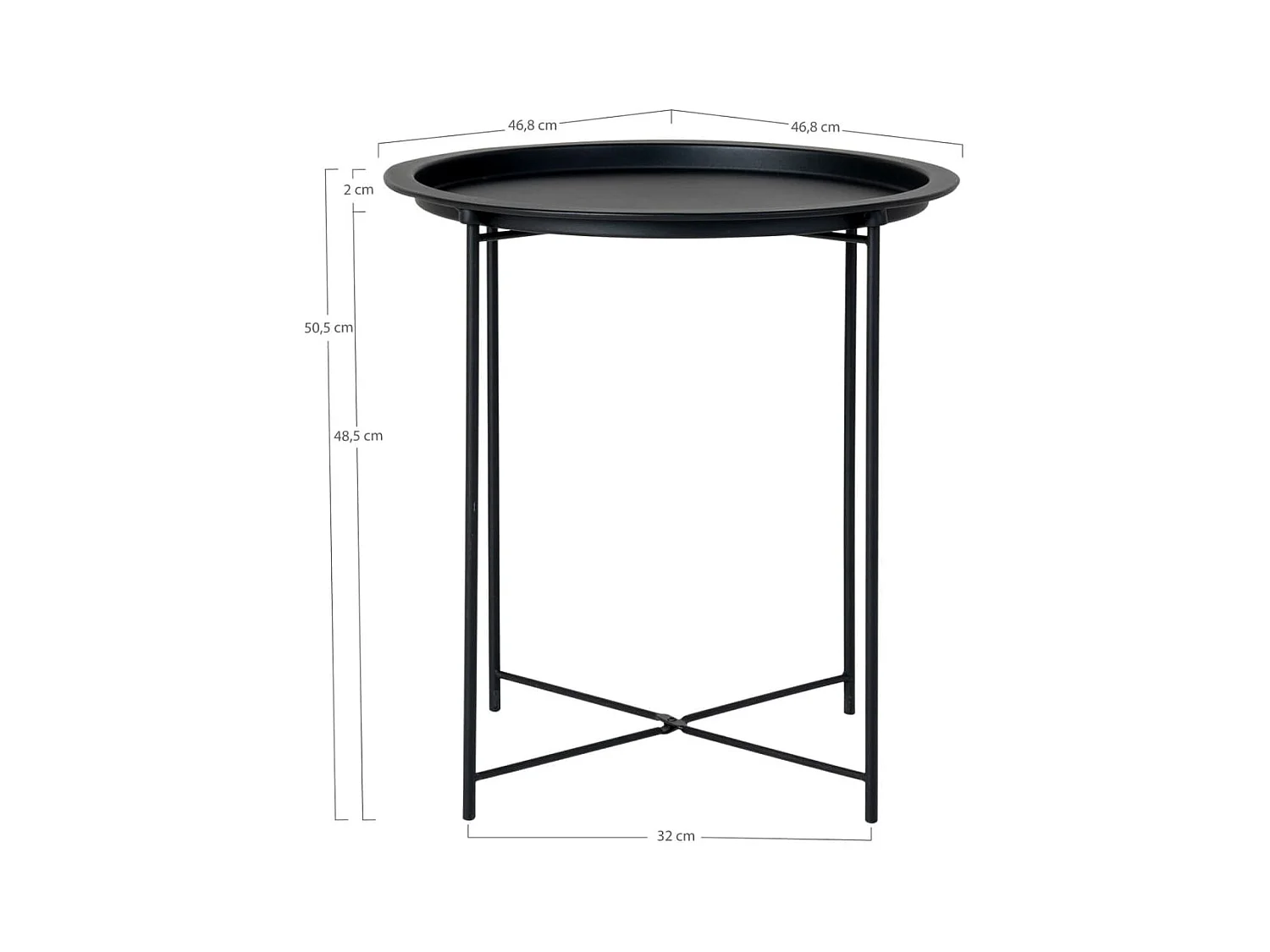 Table d'appoint Anne 47 cm Rond Noir