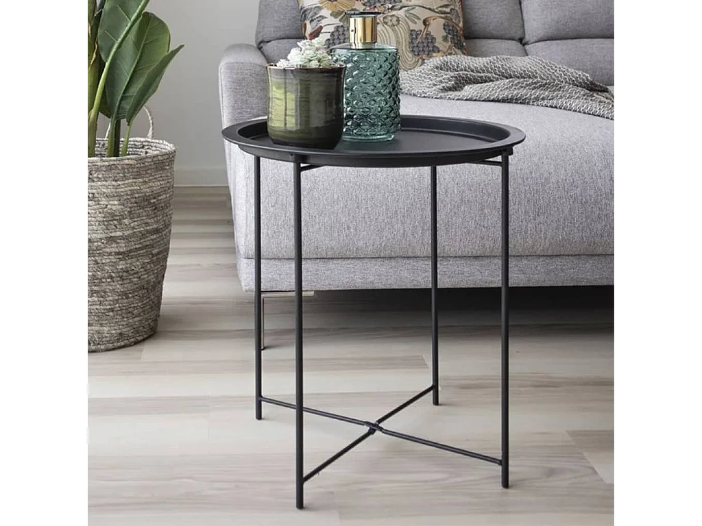 House Nordic Beistelltisch Anne 47 cm Rund Schwarz