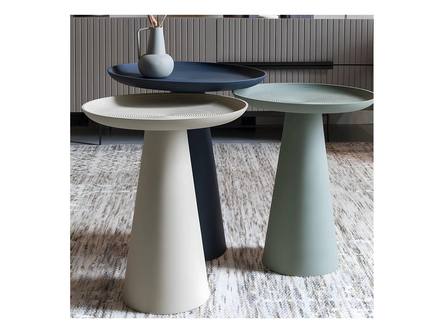 Ringar - Table d'appoint ronde en aluminium ø39,5cm - Bleu