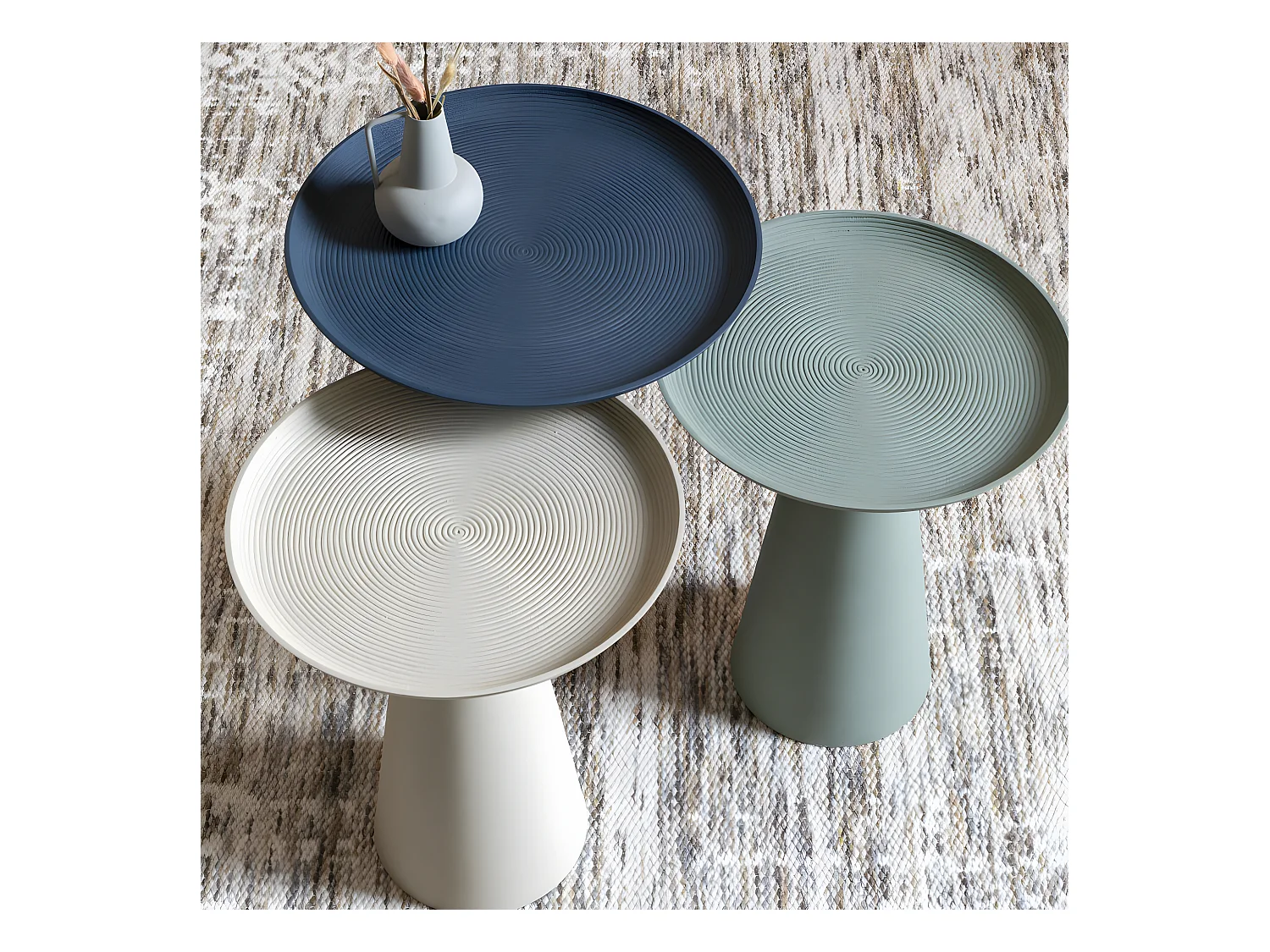 Ringar - Table d'appoint ronde en aluminium ø39,5cm - Bleu