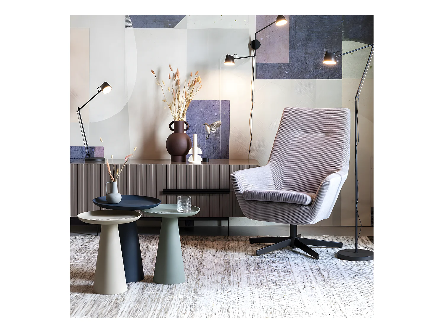 Ringar - Table d'appoint ronde en aluminium ø39,5cm - Bleu