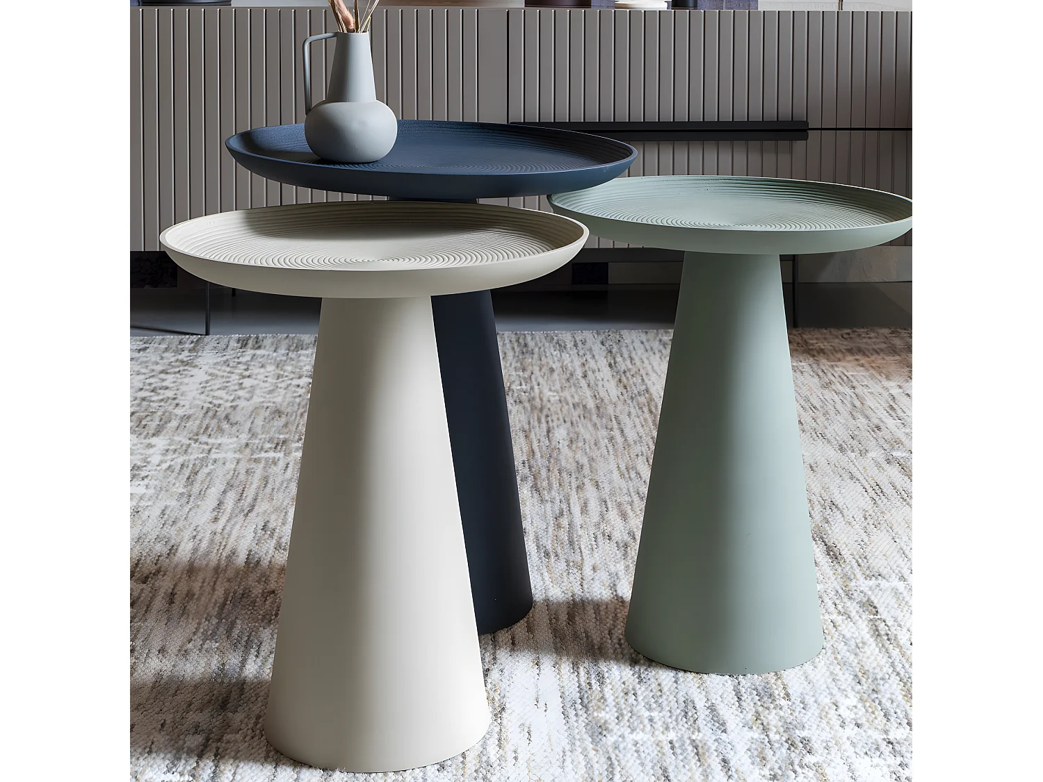 Ringar - Table d'appoint ronde en aluminium ø39,5cm - Bleu