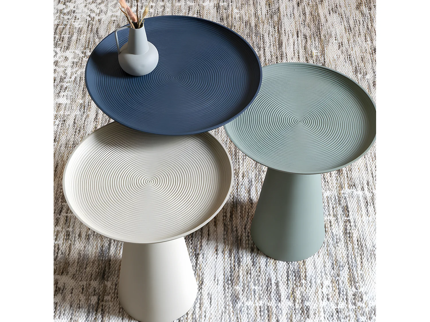 Ringar - Table d'appoint ronde en aluminium ø39,5cm - Bleu