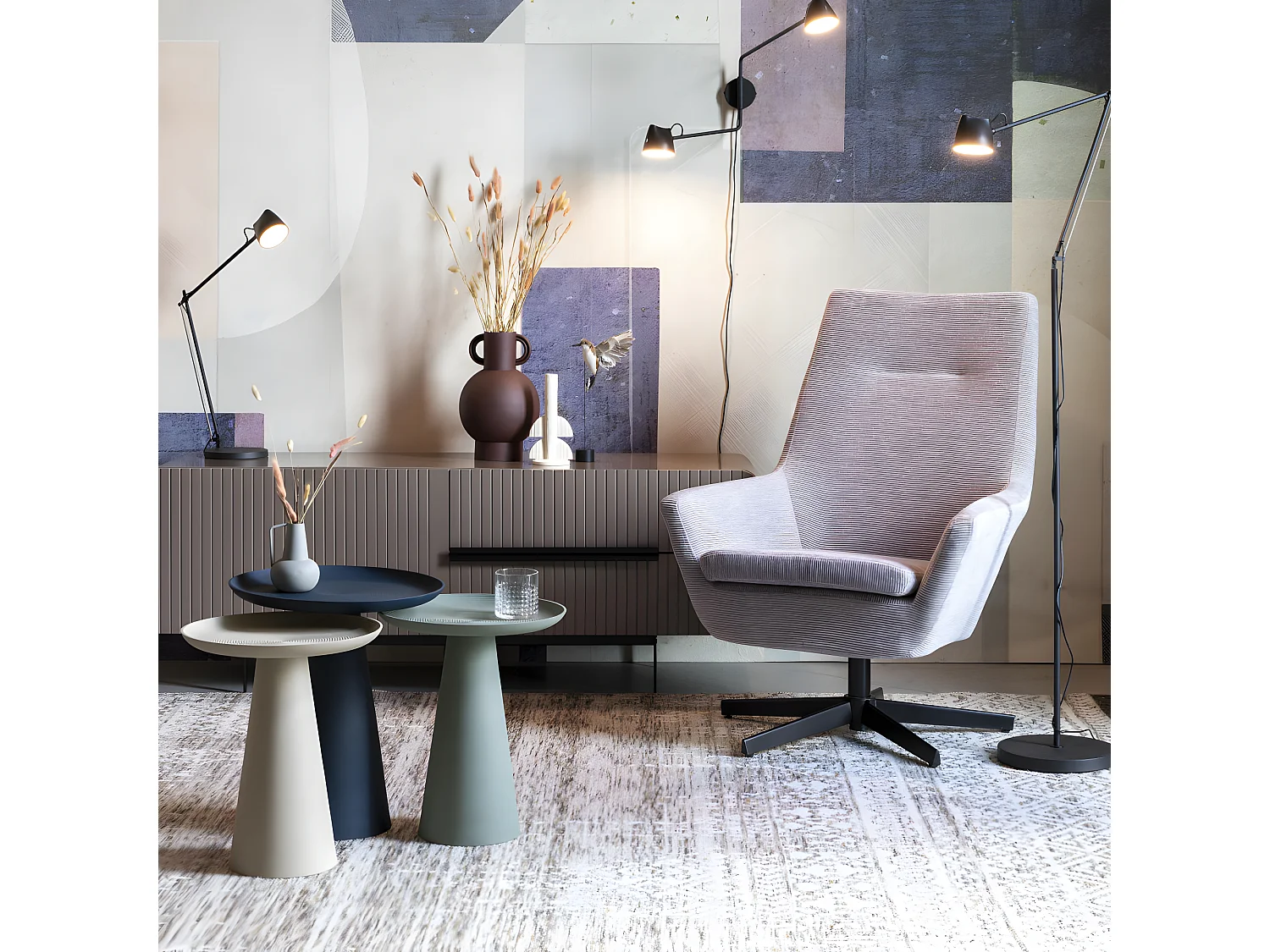 Ringar - Table d'appoint ronde en aluminium ø39,5cm - Bleu