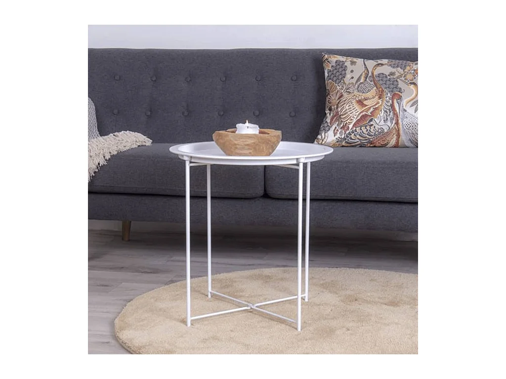 Table d'appoint Anne 47 cm Rond Blanc