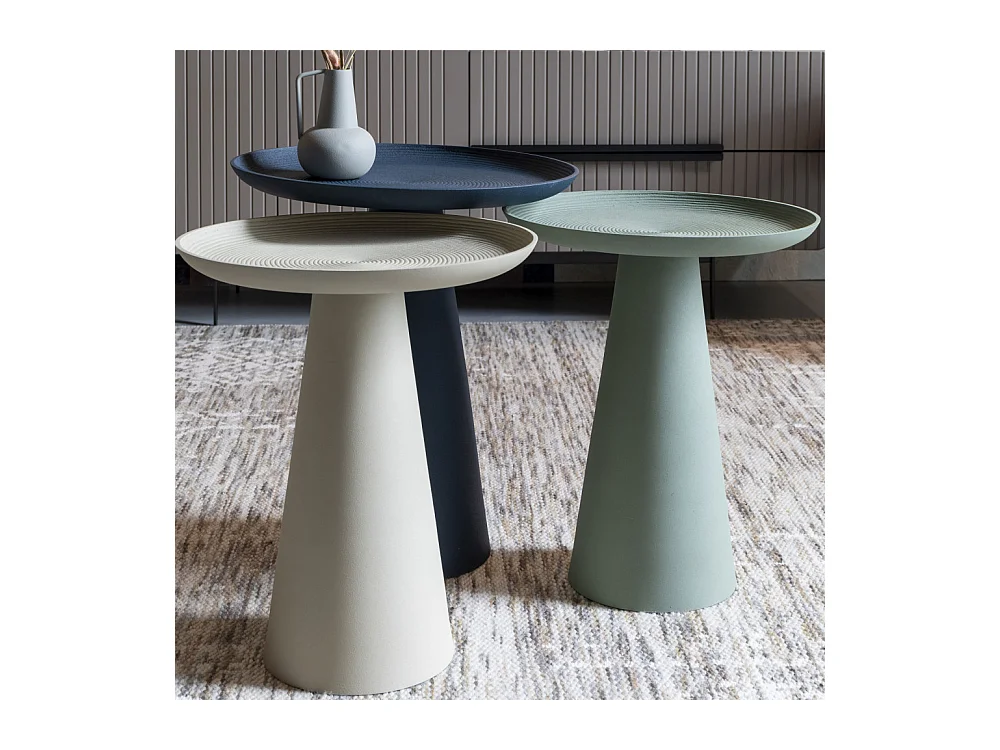 Ringar - Table d'appoint ronde en aluminium ø34,5cm - Blanc ivoire