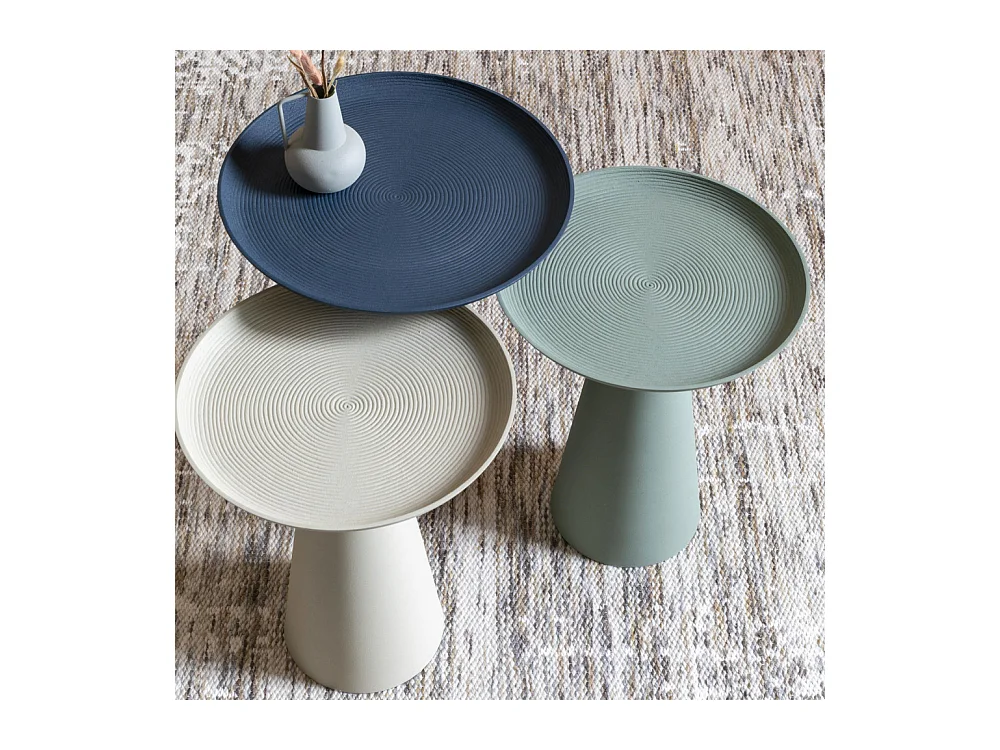 Ringar - Table d'appoint ronde en aluminium ø34,5cm - Blanc ivoire