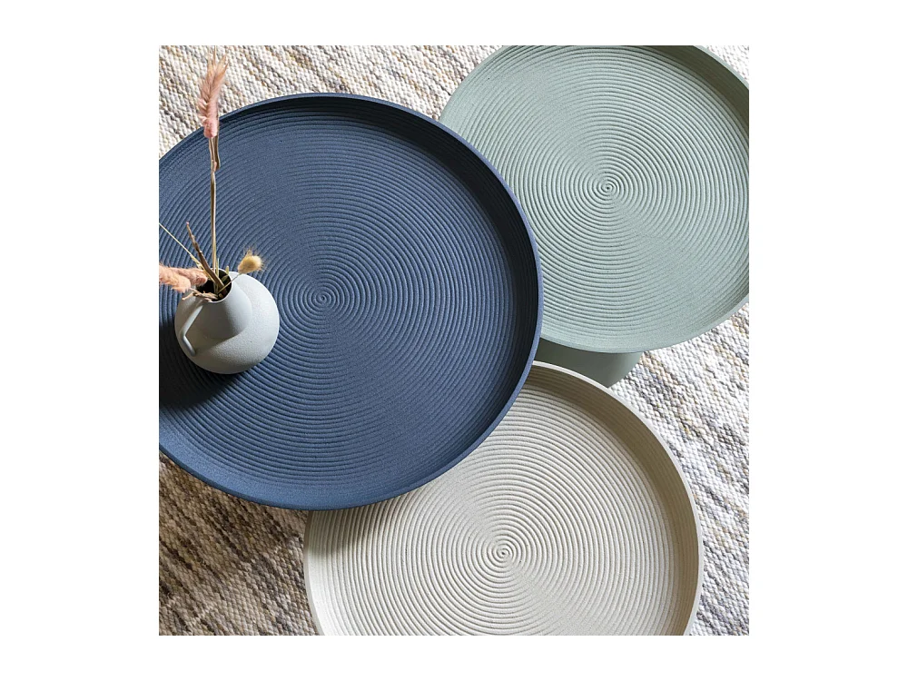 Ringar - Table d'appoint ronde en aluminium ø34,5cm - Blanc ivoire