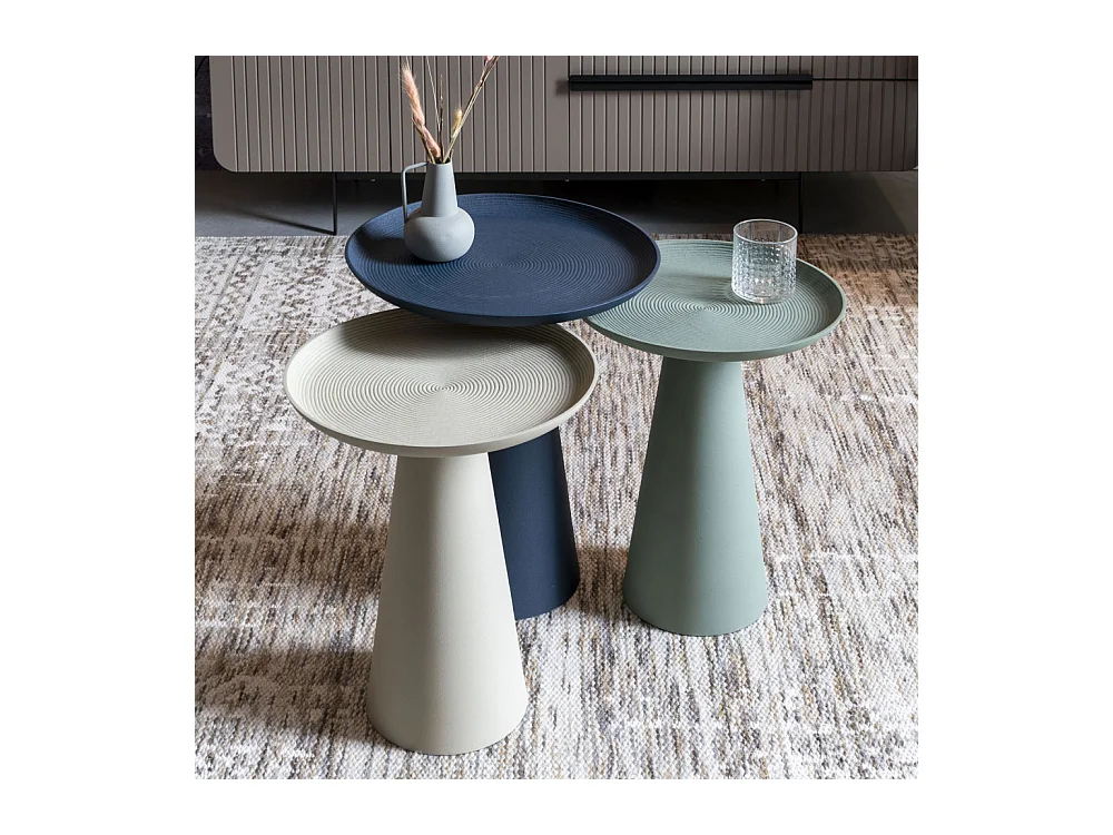 Ringar - Table d'appoint ronde en aluminium ø34,5cm - Blanc ivoire