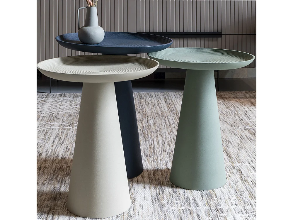 Ringar - Table d'appoint ronde en aluminium ø34,5cm - Blanc ivoire