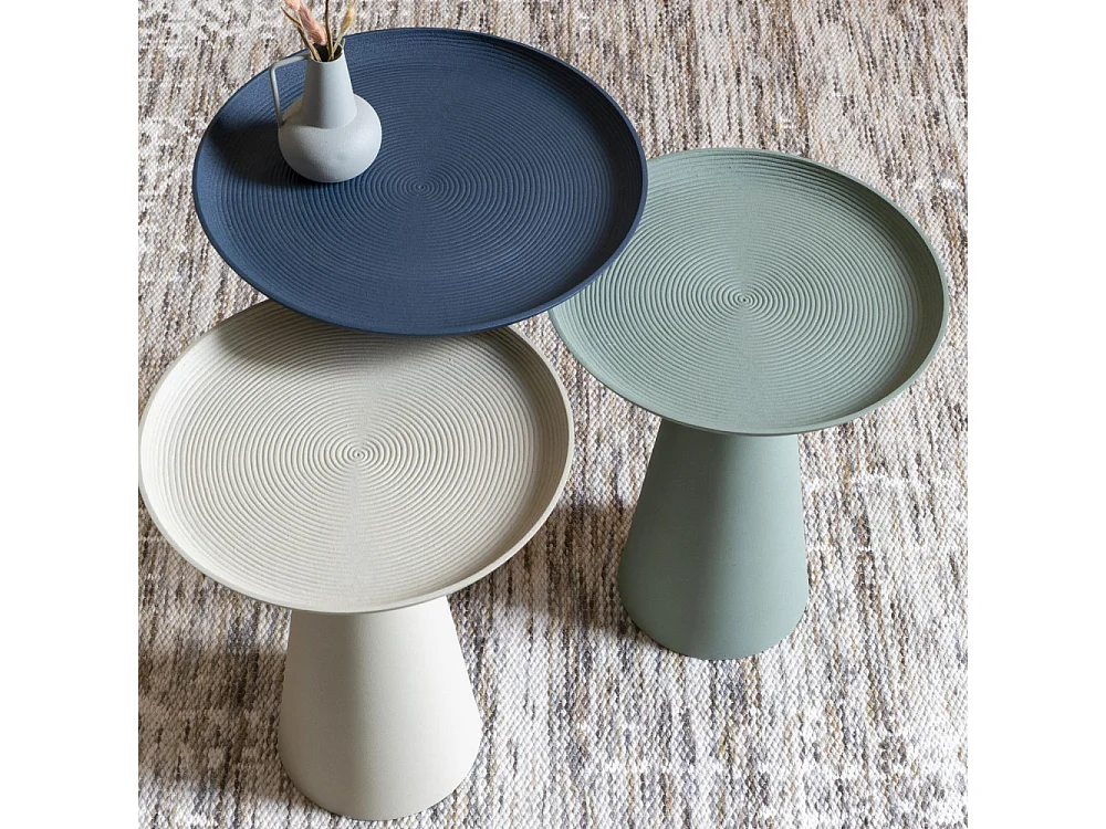 Ringar - Table d'appoint ronde en aluminium ø34,5cm - Blanc ivoire