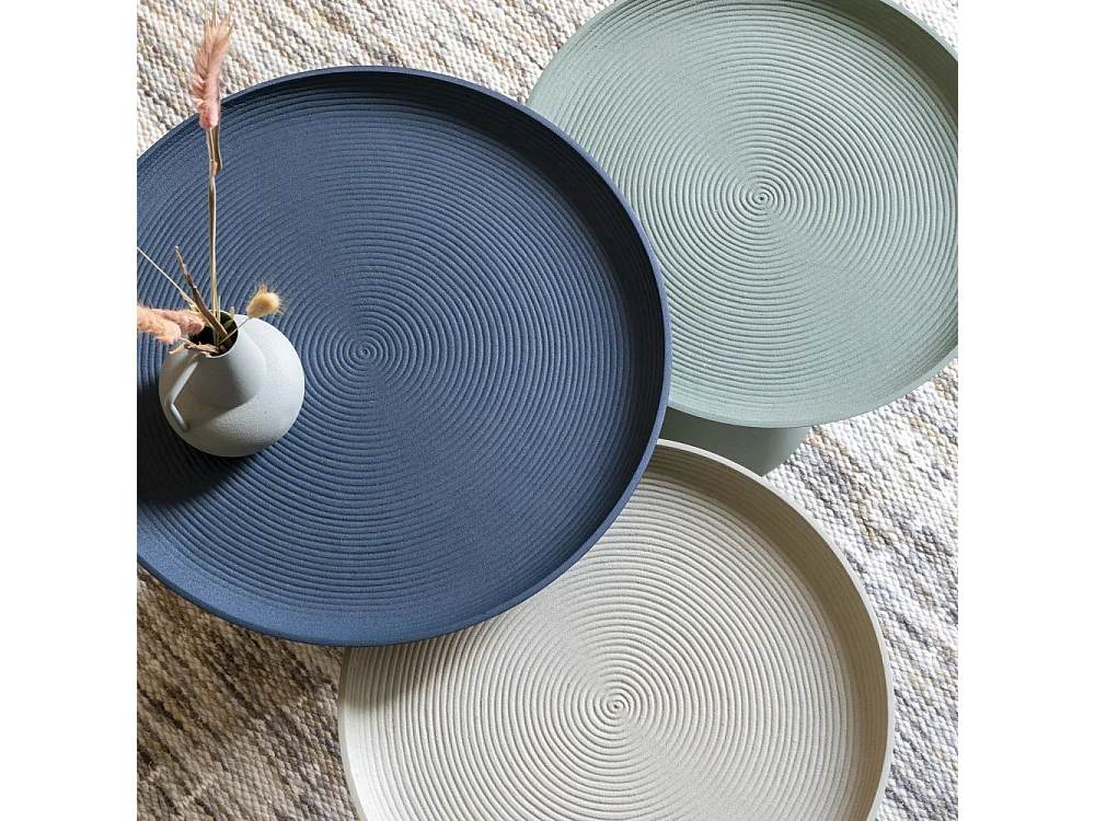 Ringar - Table d'appoint ronde en aluminium ø34,5cm - Blanc ivoire