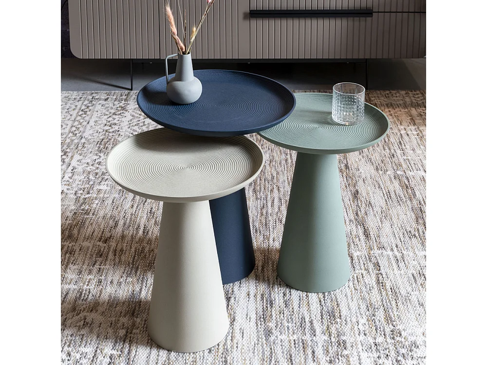 Ringar - Table d'appoint ronde en aluminium ø34,5cm - Blanc ivoire