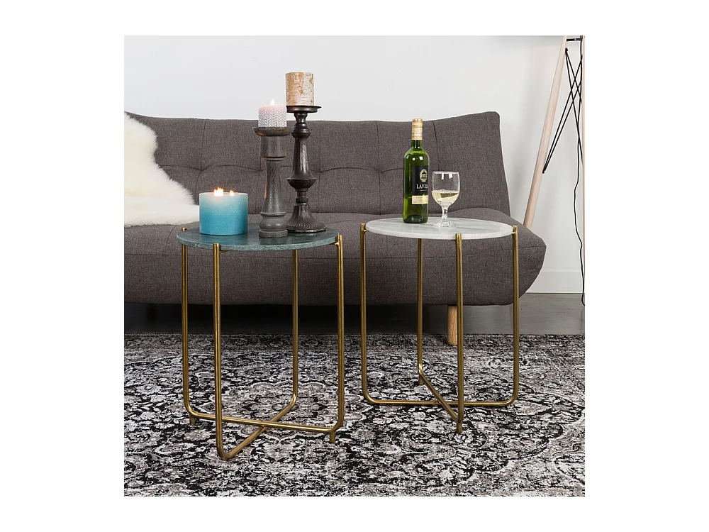 Timpa - Table d'appoint marbre et laiton - Vert