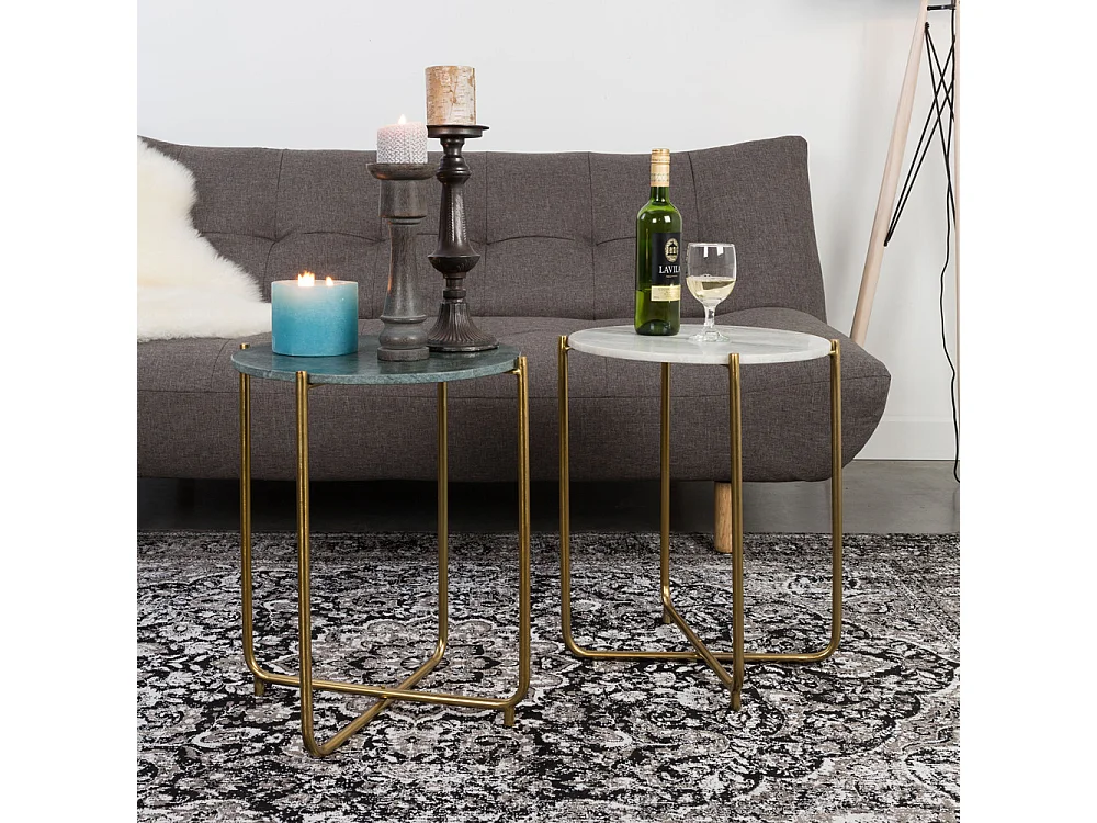 Timpa - Table d'appoint marbre et laiton - Vert