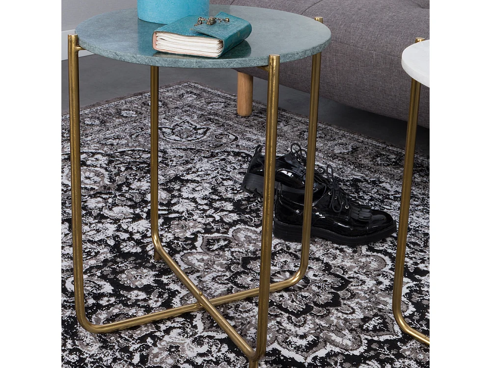 Timpa - Table d'appoint marbre et laiton - Vert