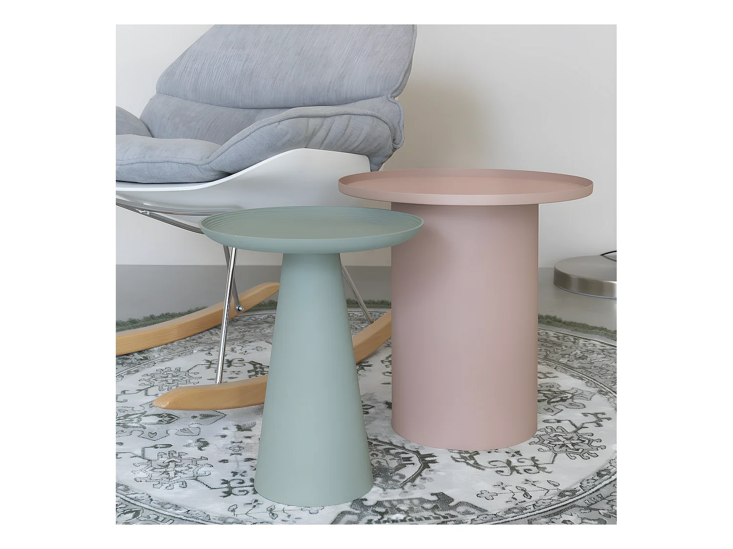 Ringar - Table d'appoint ronde en aluminium ø39,5cm - Rose